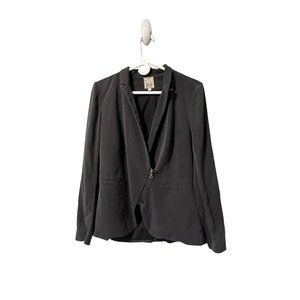 GO BY GO SILK Black Asymmetric Zip Blazer Jacket